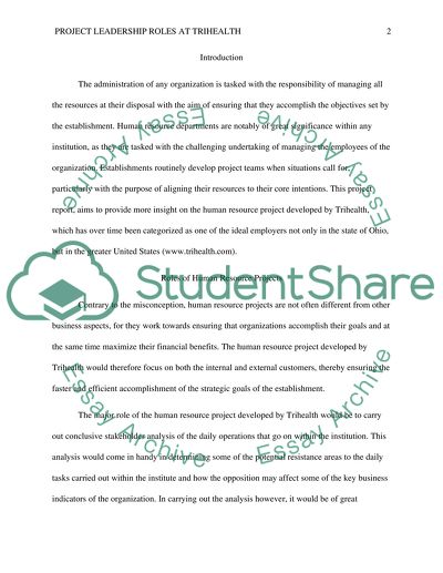 Case Study 2: Project Leadership Roles at TriHealth