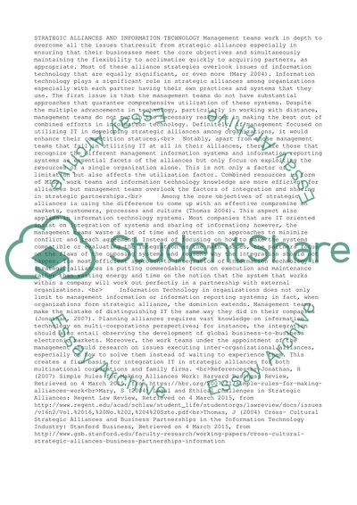 Strategic Alliances and Information Technology
