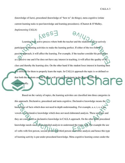 Cognitive Academic Language Learning Approach