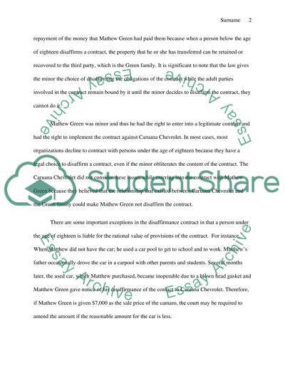 Disaffirmance of contract