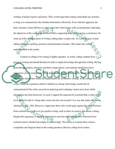 What College Level Writing Should Be
