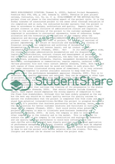 Project Management: Contact Closeout