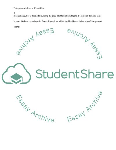 Entrepreneurialism in HealthCare