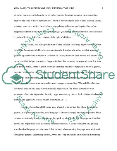 Why parents should not argue in front of kids