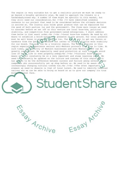 International Business Memo: Globalization