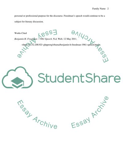 Benjamin Freedmans Controversial Speech