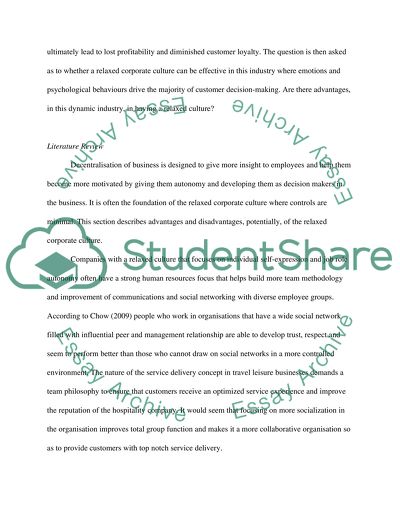 Evaluation of the Effectiveness of a Relaxed Corporate Culture