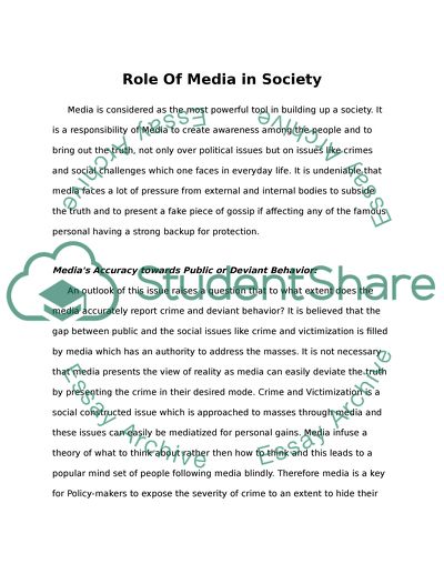 Crime and Society : The Role of the Media