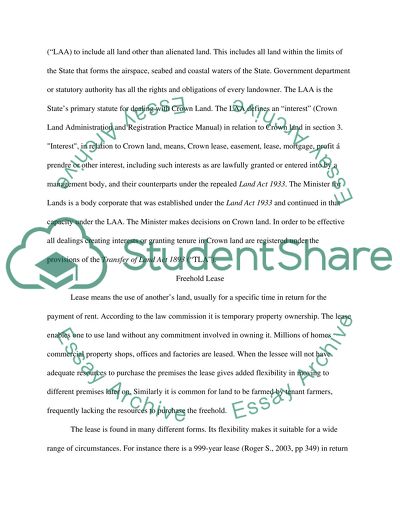 Private Landholding System and Crown Land