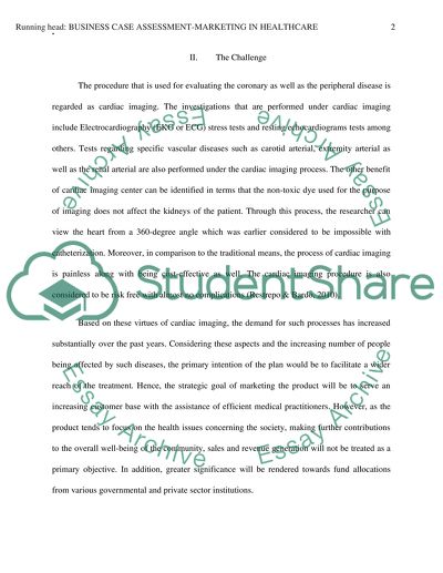 Business Case Assessment-Marketing in Healthcare