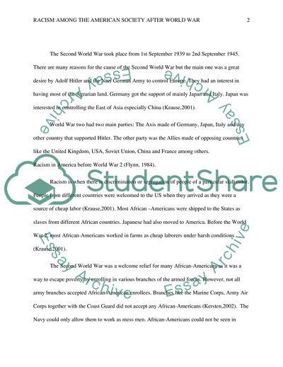 Influence of Racism among the American Society after WWII and Its Aftermath Today