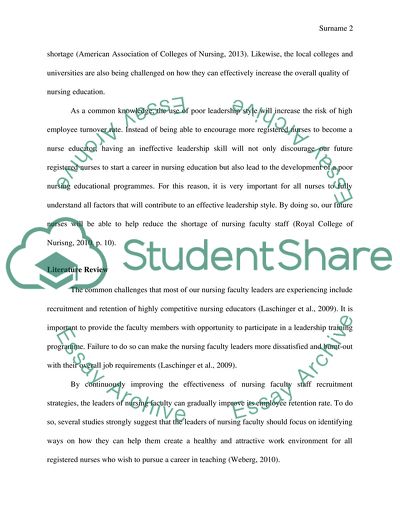 Leadership Style or Skills and Nursing Faculty