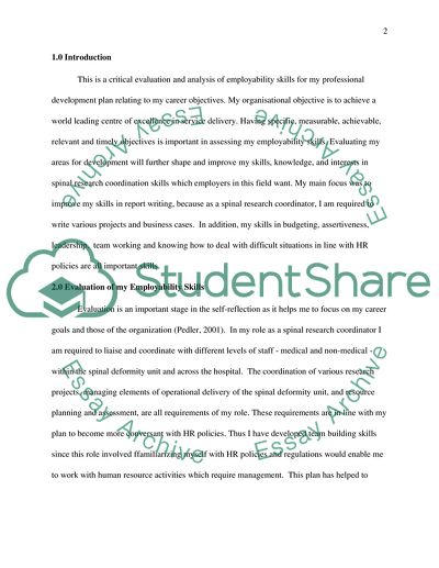 Critical Evaluation and Analysis of Employability Skills