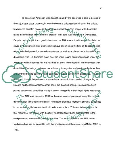 The Role of the American with Disabilities Act: The Job Analysis Methods