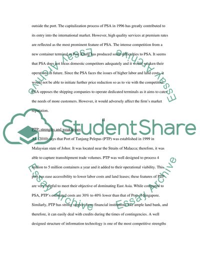 The Battle of transhipment Hubs :PAS vs. PTP