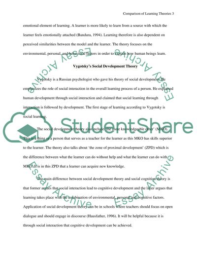 Comparison of three learning theories