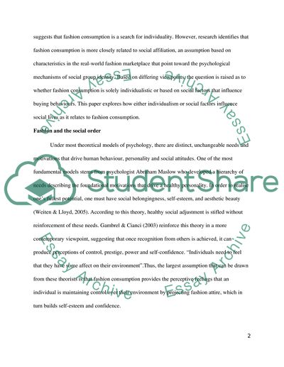 Fashion and consumer culture