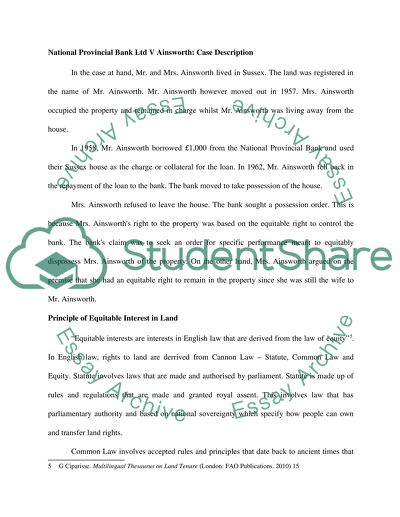 Principle of Equitable Interest in Land