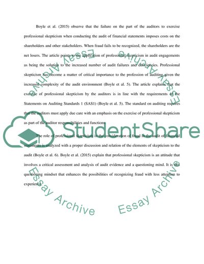 Demonstrating Professional Skepticism