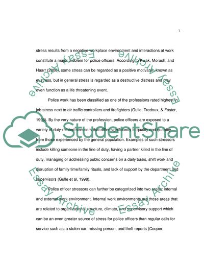 The Effect on Job Satisfaction Among Urban Police Officers