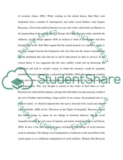 Rousseaus Influence on the Critical Theory of Karl Marx