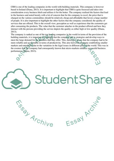 Business, Strategic and Operations Management in CRH