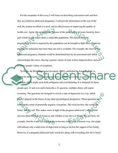 Assessment Tools Related to Adolescent Pregnancy