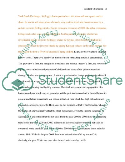 The Financial Analysis from 2006 to 2010 of Kellogg