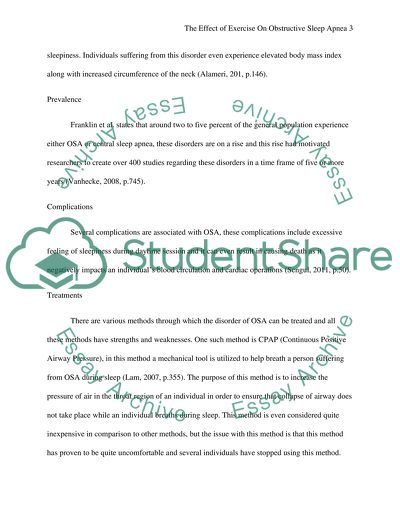 The effect of exercise on obstructive sleep apnea