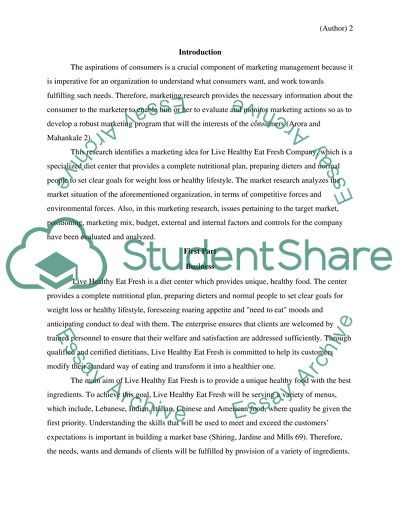 Marketing Idea for Live Healthy Eat Fresh Company