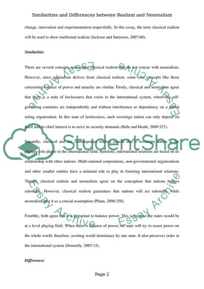 Similarities and Differences between Realism and Neorealism