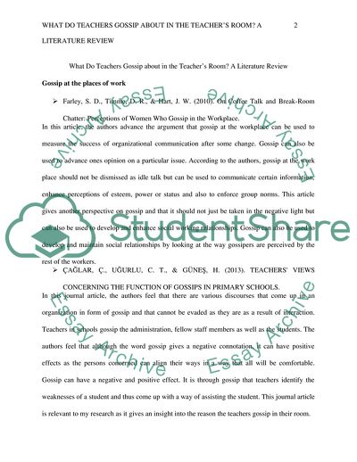 What Do Teachers Gossip about in the Teachers Room