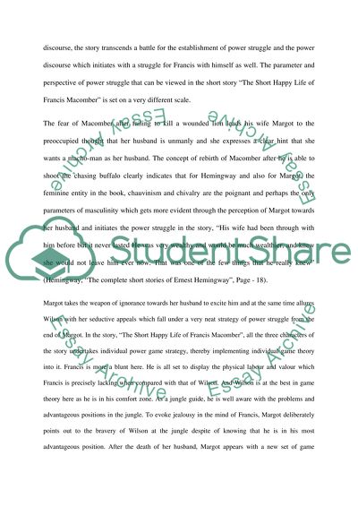 The interplay of power within the sexes in the short story