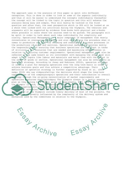 The Olympic Organization: the Logistics and Transport Segment of the Olympics