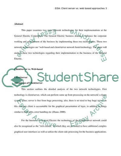 EISA: Client/Server vs. Web-based Approaches