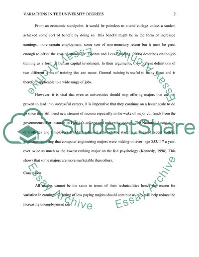 Variations in the university degrees