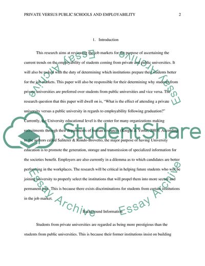 Private vs Public Schools and Employability