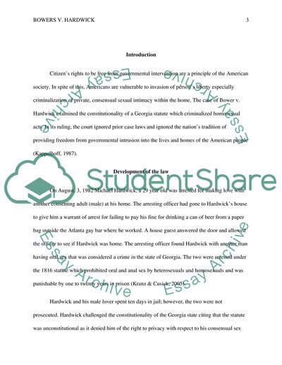 The Case of Bowers Versus Hardwick
