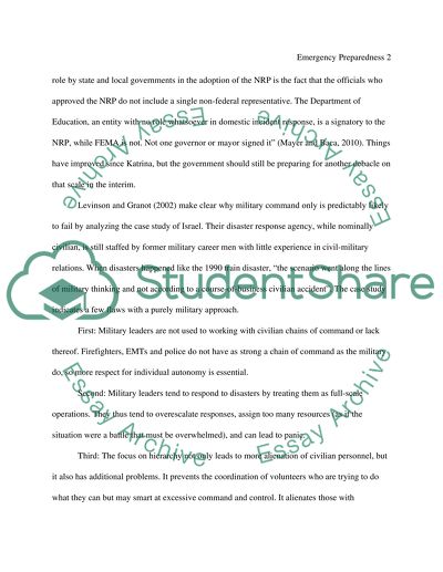 Current Preparedness Issue Paper