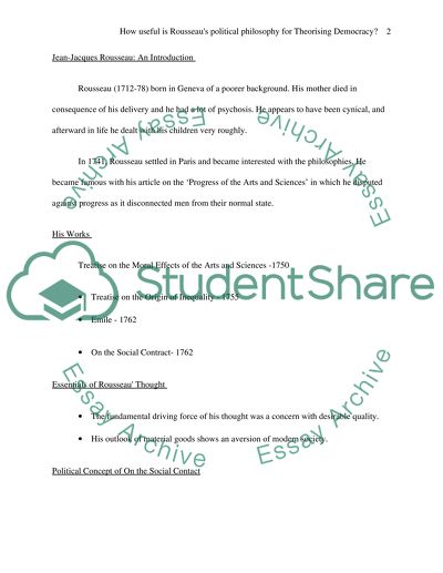 How Useful is Rousseaus Political Philosophy for Theorising Democracy