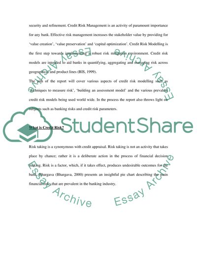 Credit Risk Models in Financial Institutions