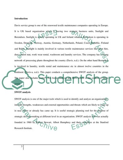 Strategic Management (DAVIS Case study)