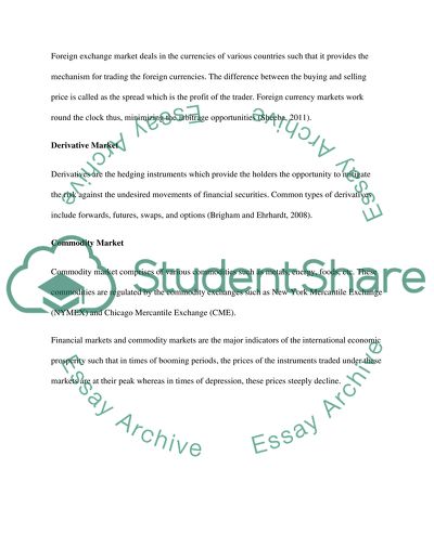 Financial and Commodity Markets and Their Role in International Trade and Economic Performance