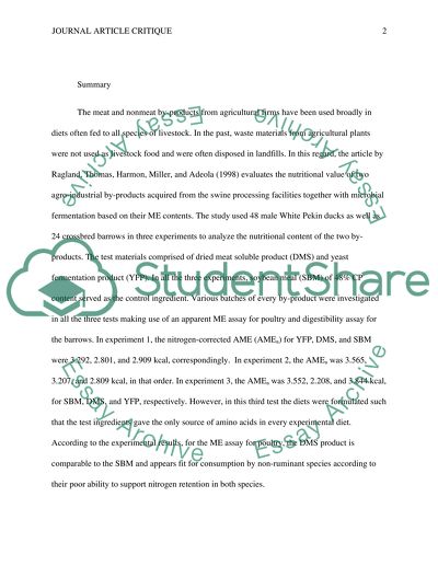 Journal Article Critique