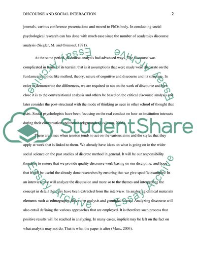 Discoure and Social Interaction