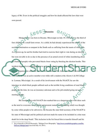 Medgar Evers influence on the political struggle and law after his death