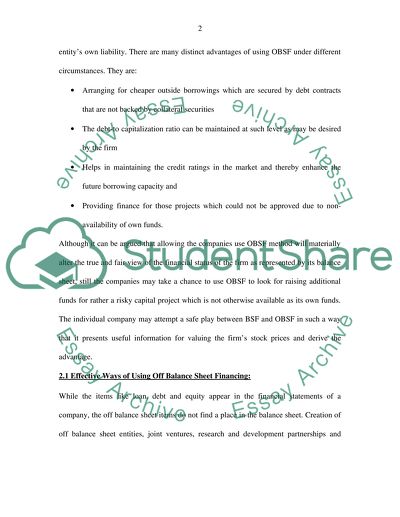 Corporate Reporting and Balance Sheet Financing
