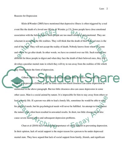 A Brief Analysis of Reasons for Depression