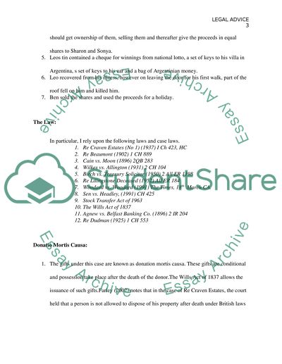 Property Law - Leo, Sharon, Ben and Sonya
