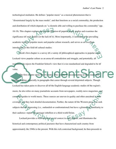 Report Dance of Life Popular Culture and Music in the Modern World